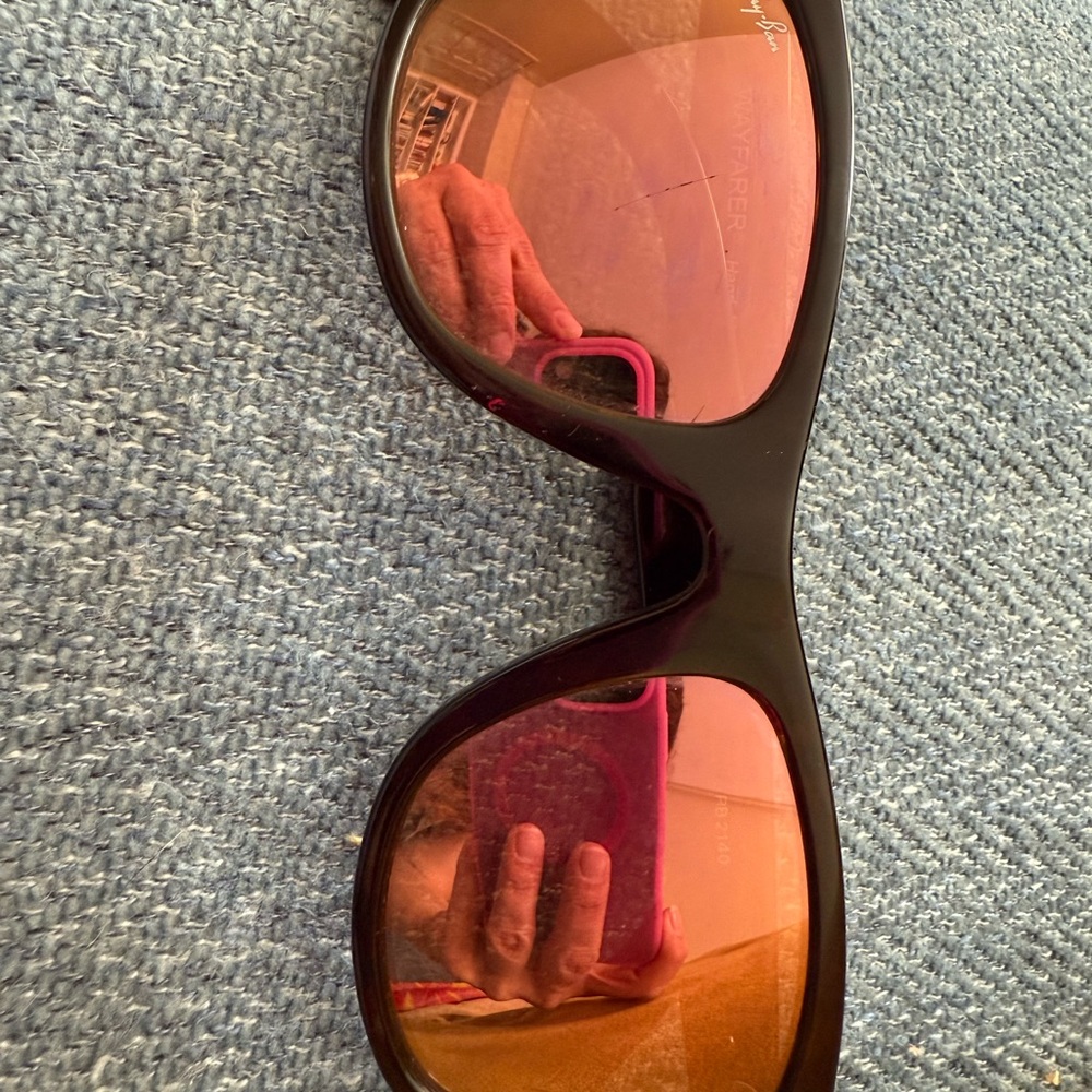Ray-Ban Black Frame Sunglasses with Pink Mirrored Lenses - Picture 5 of 6